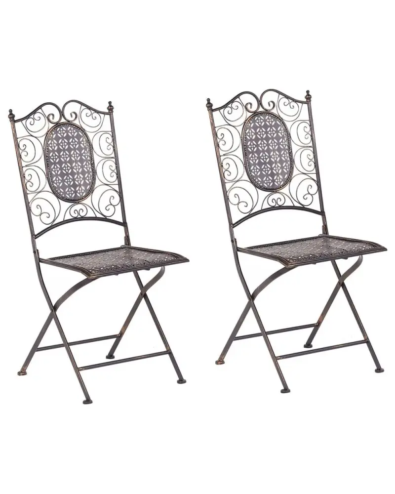 Gartenstuhl 2er Set BORMIO klappbar Metall Schwarz