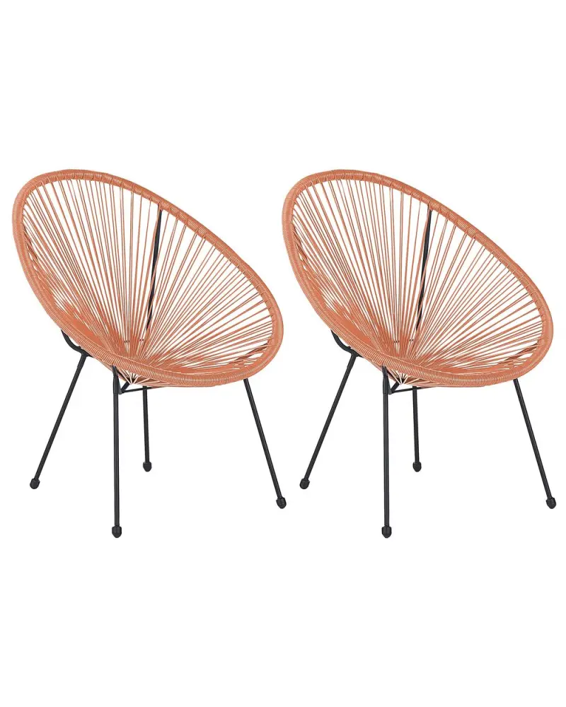 Leichte Gartenstuhl 2er Set ACAPULCO II Polyrattan Orange