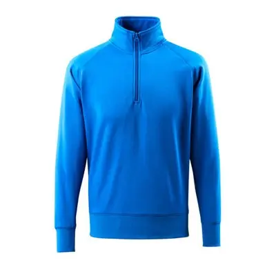 MASCOT® - Sweatshirt mit kurzem Reißverschluss CROSSOVER, Azurblau, Größe 2XL | wasserdicht | UV-beständig