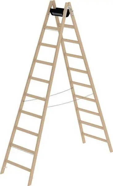 MUNK Günzburger Steigtechnik 33220 Holz Stufen-Doppelleiter Arbeitshöhe (max.): 4.2 m Braun 17.9 kg