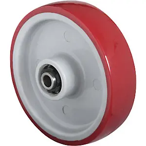 PU-Rad, rot auf Polyamidfelge, Rollenlager Edelstahl, ab 2 Stk, Rad-Ø x Breite 125 x 32 mm.