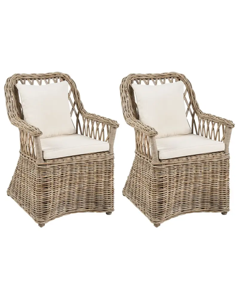 Set 2 Garden Armchairs MAROS II Rattan Authentisch
