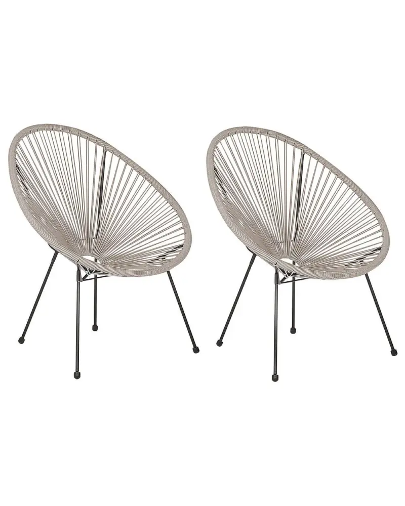 Set 2 Garden Chairs ACAPULCO II PE Rattan Light Grey
