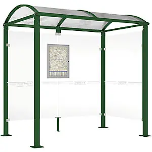 Wartehalle, mit 2 Seitenverkleidungen, Breite 2520 mm, moosgrün.