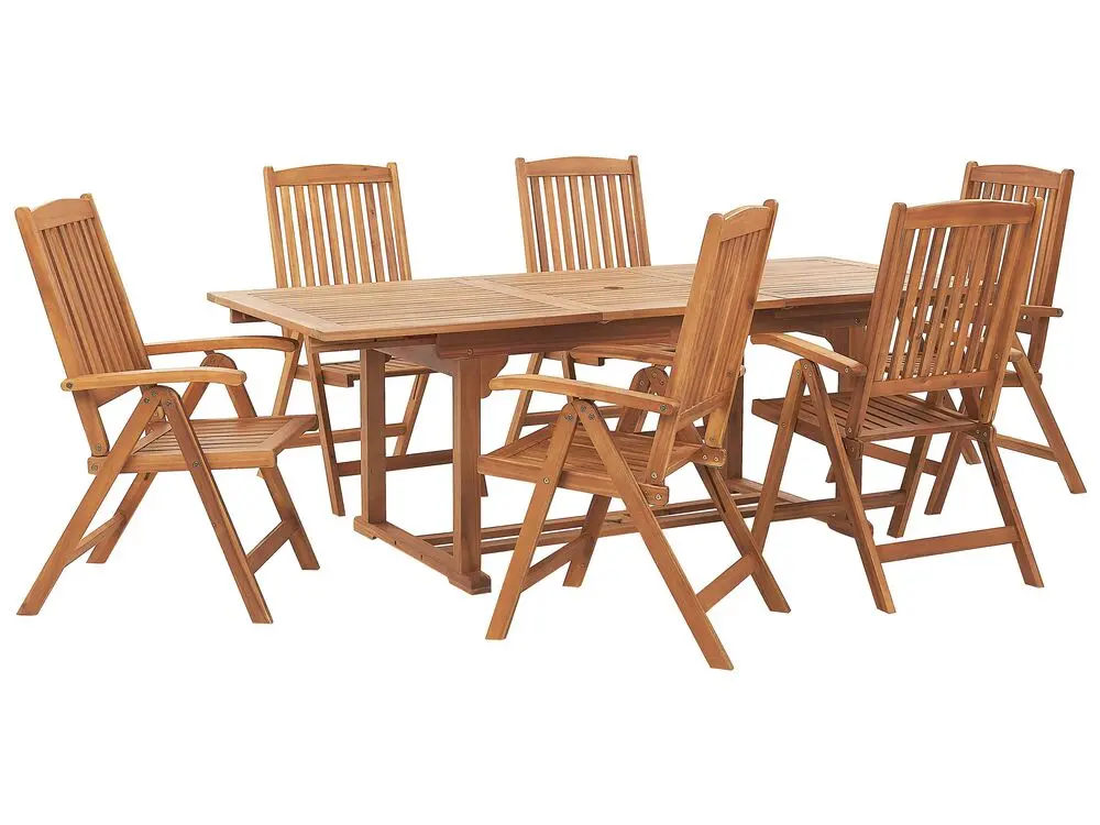 Eck- Gartenmöbel Set 6-Sitzer JAVA Akazienholz Hellbraun