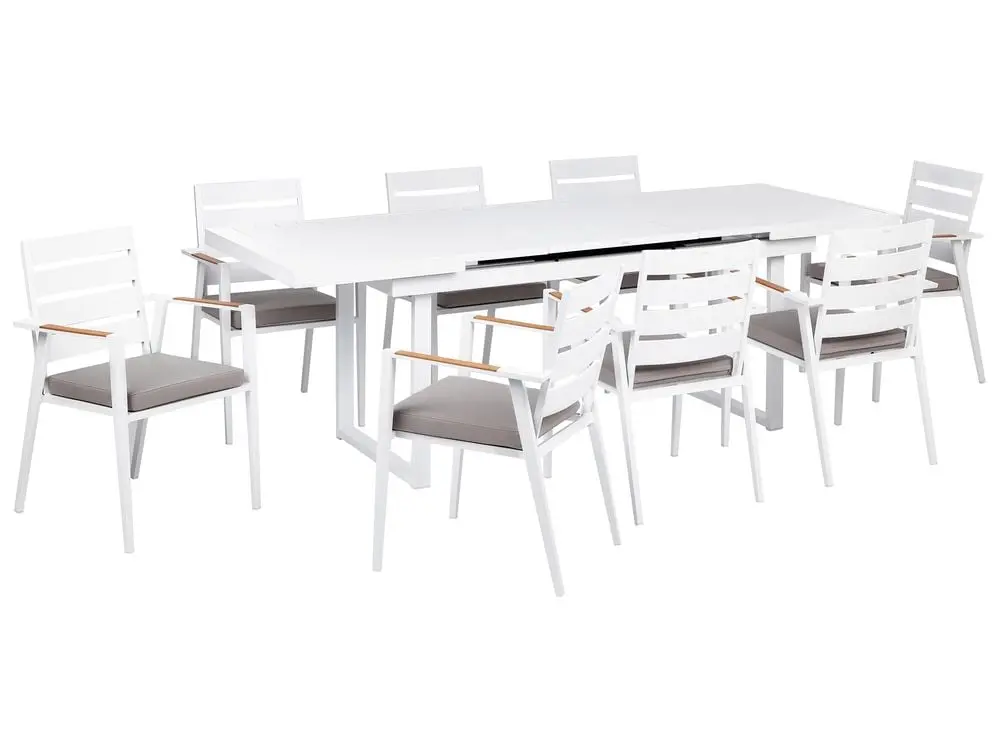 Garden Dining Set 8 Seater VALCANETTO/TAVIANO Cushions Metall- Grey