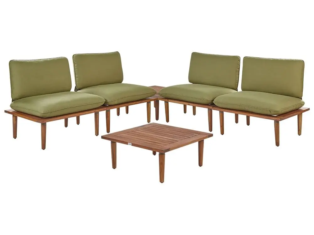 Garden Lounge Set Table 4 Seater FRASCATI Kombinierbar Certified Acacia Wood Olive Green