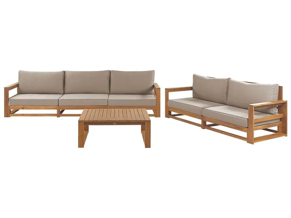 Garden Lounge Set Table 5 Seater TIMOR Modular Certified Acacia Wood Light Braun