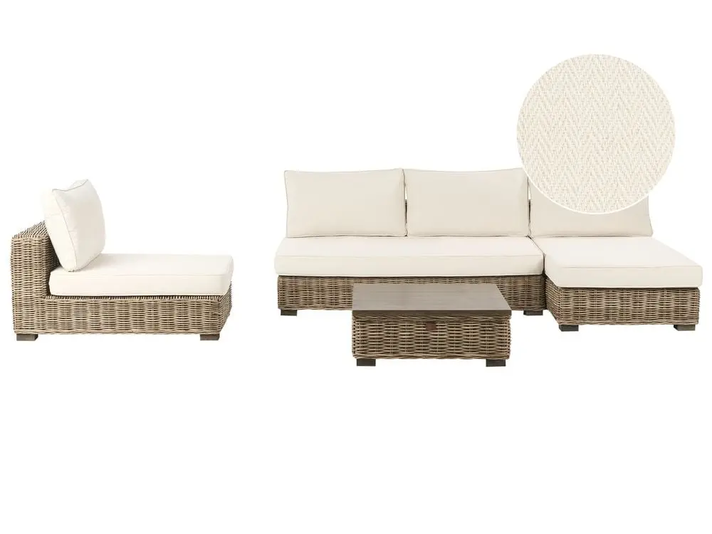 Garden Lounge Set Table 4 Seater VARALLO Left Hand Systemhaft Rattan Grey