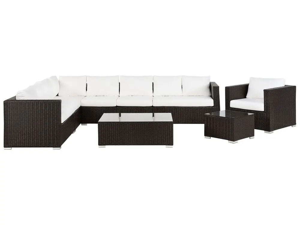 Garden Lounge Set Table 8 Seater XXL Right Hand Erweiterbar PE Rattan Dark Brown