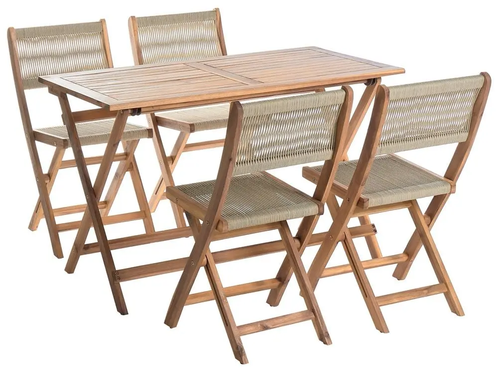 Gartenmöbel Set 4-Sitzer PROSSEDI Akazienholz Sandfarben