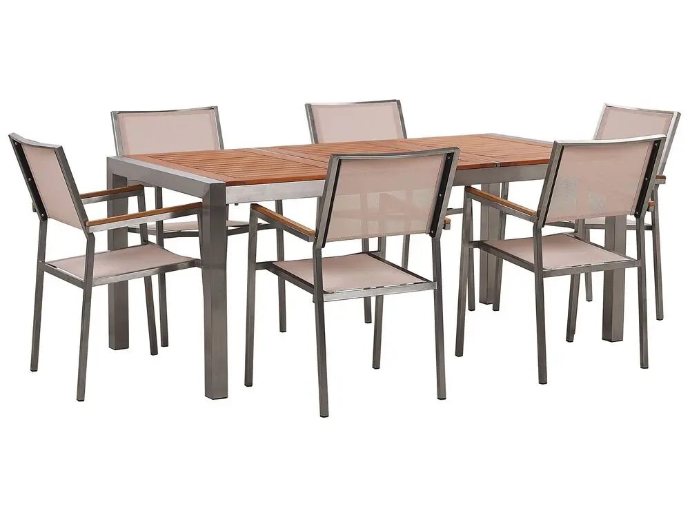 Gartenmöbel Set 6-Sitzer GROSSETO Eukalyptusholz Braun / Elfenbein