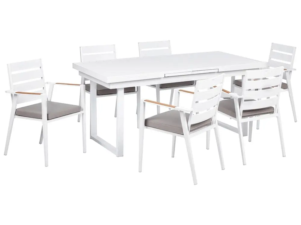 Gartenmöbel Set 6-Sitzer VALCANETTO/TAVIANO inkl. Kissen Metall Grau mit 5 Jahren Garantie