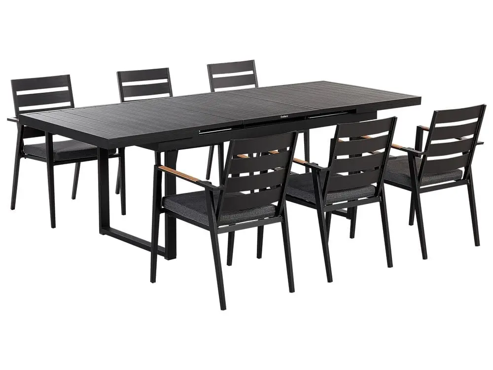 Gartenmöbel Set 6-Sitzer VALCANETTO/TAVIANO Metall Schwarz Grau und Creme