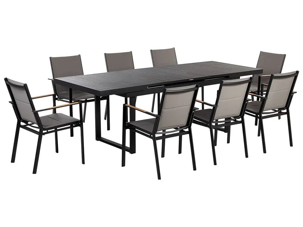 Großes Gartenmöbel Set 8-Sitzer VALCANETTO/BUSSETO Metall Schwarz