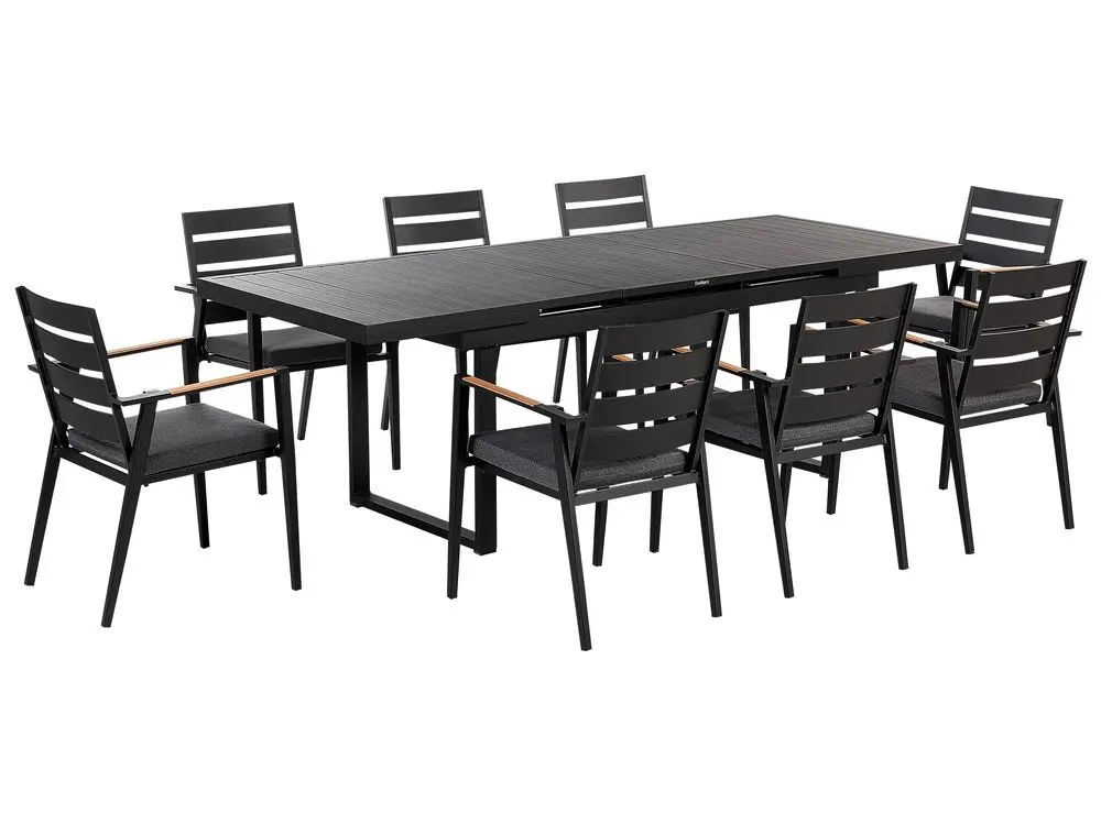 Klassisches Gartenmöbel Set 8-Sitzer VALCANETTO/TAVIANO inkl. Kissen Metall Schwarz