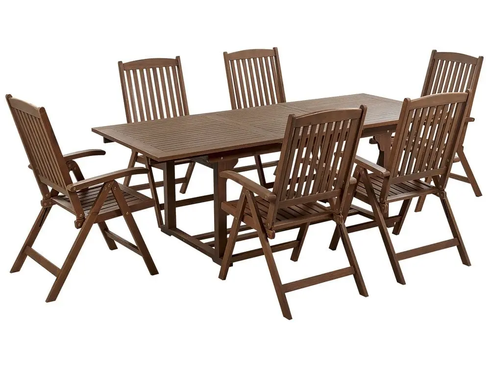 Kompaktes Gartenmöbel Set 6-Sitzer AMANTEA Akazienholz Dunkelbraun