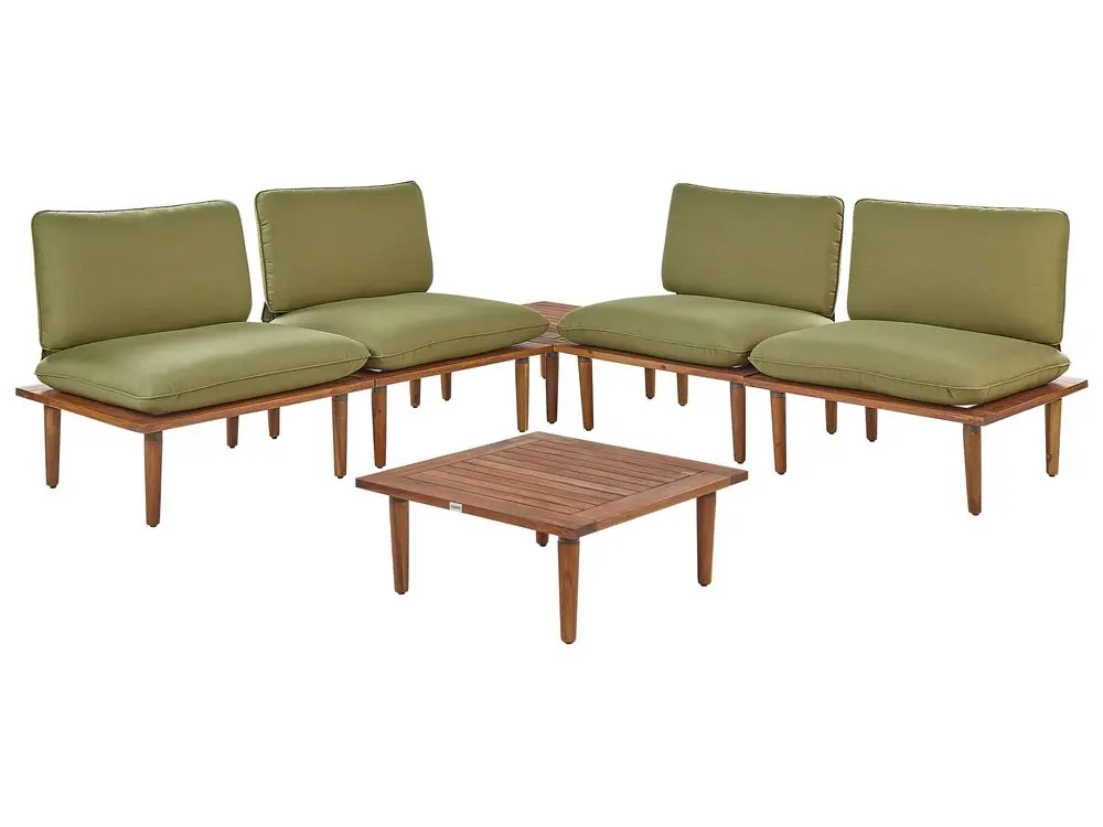 Lounge Set mit Tisch 4-Sitzer FRASCATI kombinierbar zertifiziertes Akazienholz Olivgrün