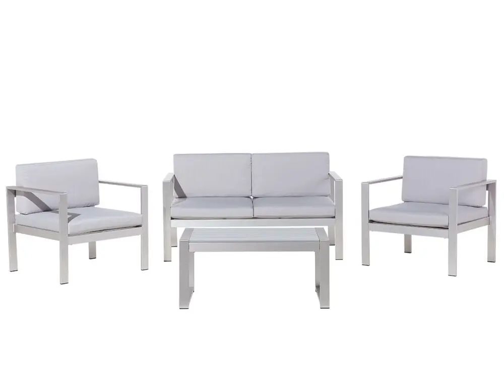 Lounge Set mit Tisch 4-Sitzer SALERNO Metall Hellgrau
