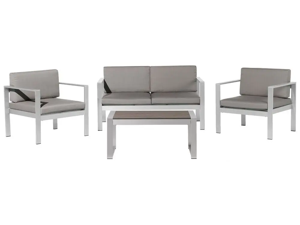 Lounge Set mit Tisch 4-Sitzer SALERNO Metall Dunkelgrau