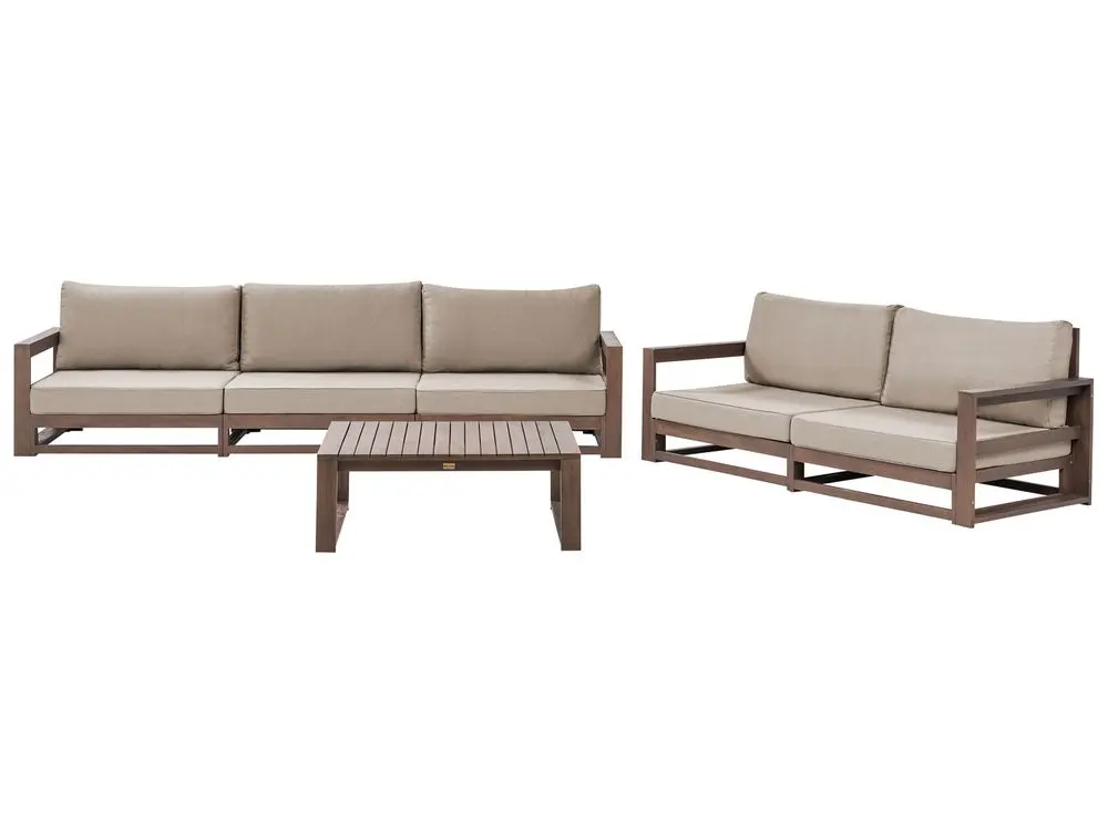 Lounge Set mit Tisch 5-Sitzer TIMOR systemhaft zertifiziertes Akazienholz Dunkelbraun