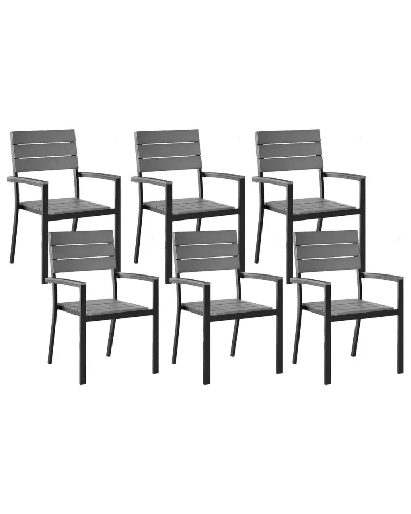 Set 6 Garden Chairs COMO Grey
