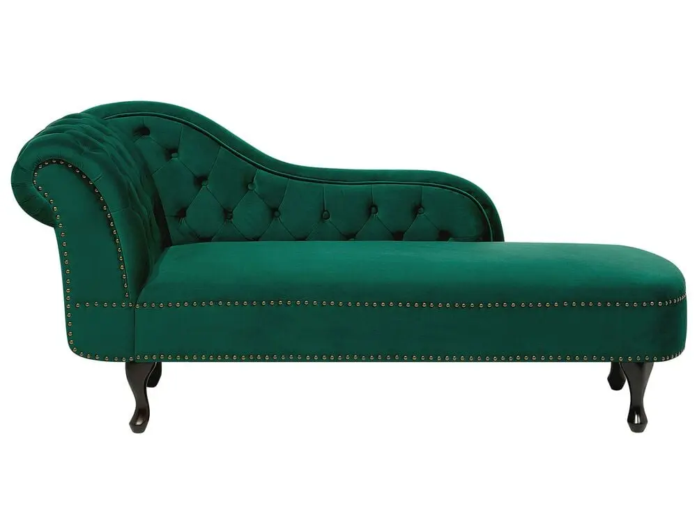 Left Hand Chaise Lounge Velvet Waldgrün NIMES