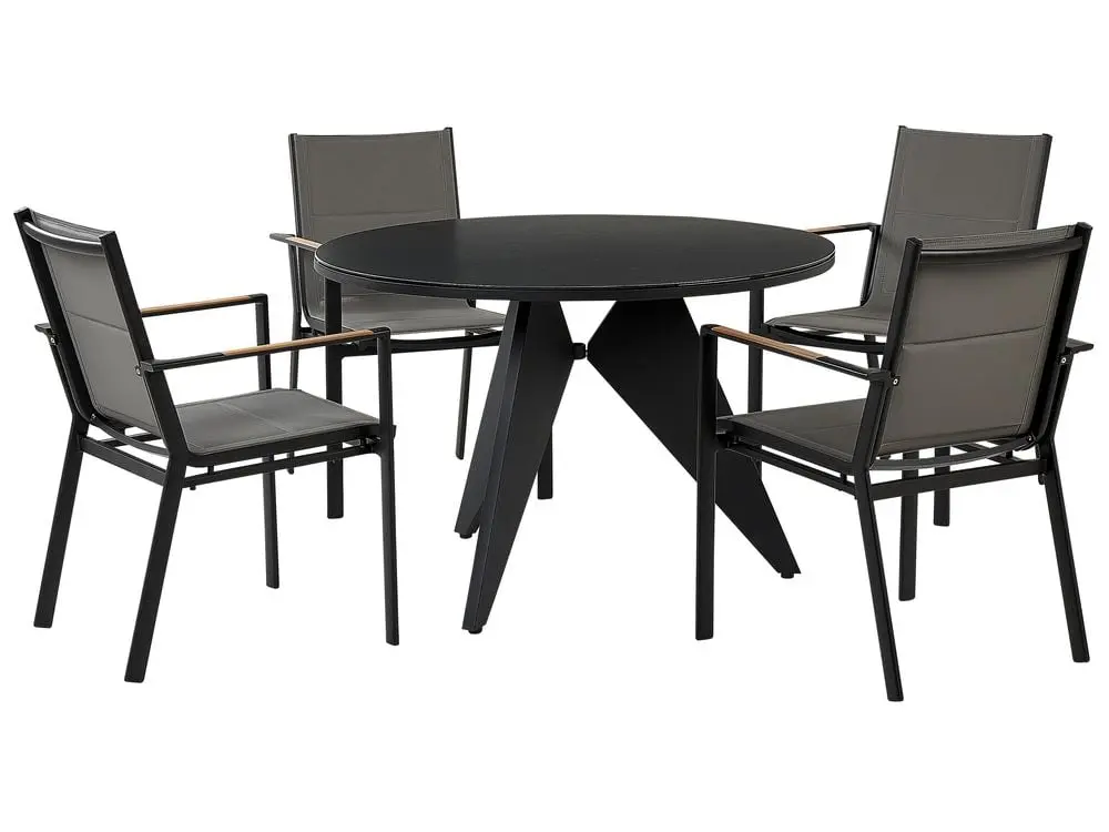 Eck- Gartenmöbel Set 4-Sitzer OLMETTO/BUSSETO Metall Schwarz
