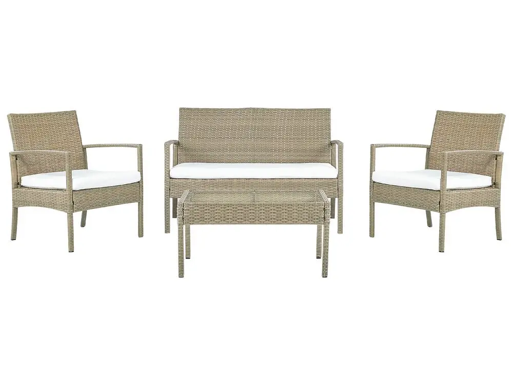 Garden Lounge Set Table 4 Seater MARSALA PE Rattan Light Braun
