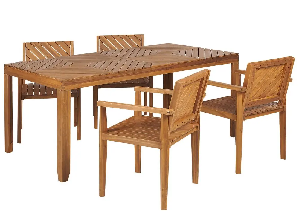 Gartenmöbel Set 4-Sitzer BARATTI Akazienholz Braun aus pulverbeschichtetem Aluminium