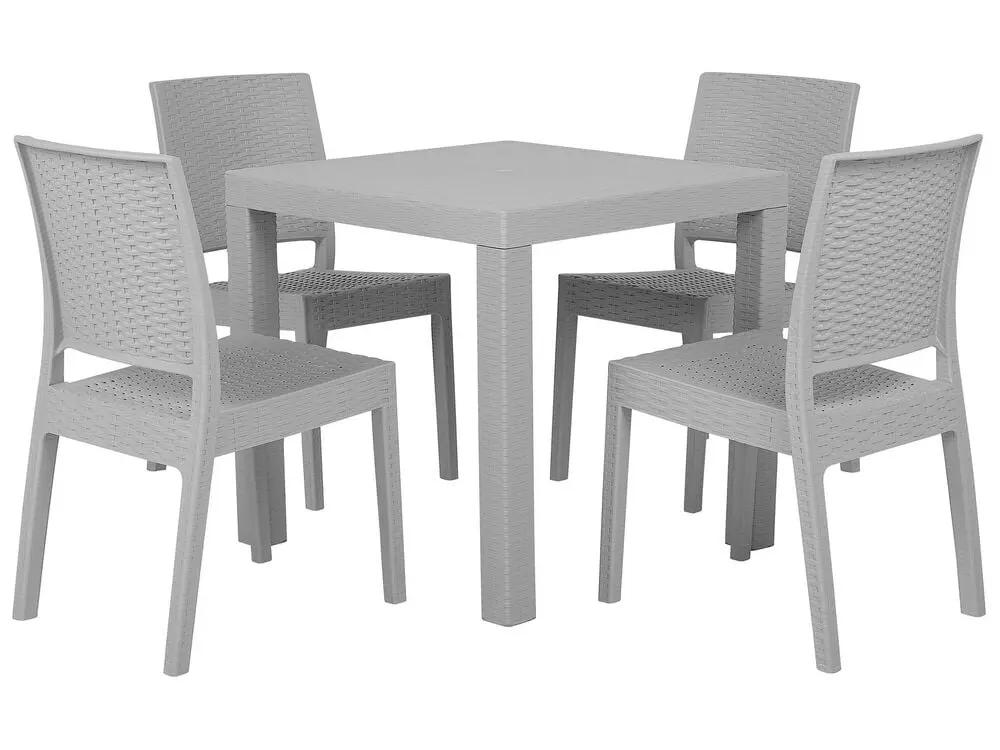 Gartenmöbel Set 4-Sitzer FOSSANO Hellgrau mit Tisch und Stühlen