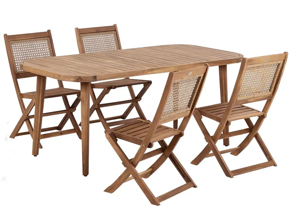 Gartenmöbel Set 4-Sitzer PARAGGI zertifiziertes Akazienholz Dunkelbraun für Garten und Poolbereich