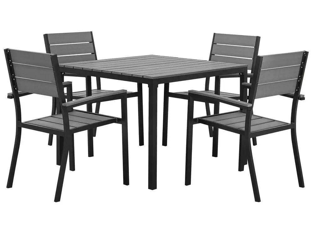 Gartenmöbel Set 4-Sitzer PRATO Grau inkl. Abdeckhauben