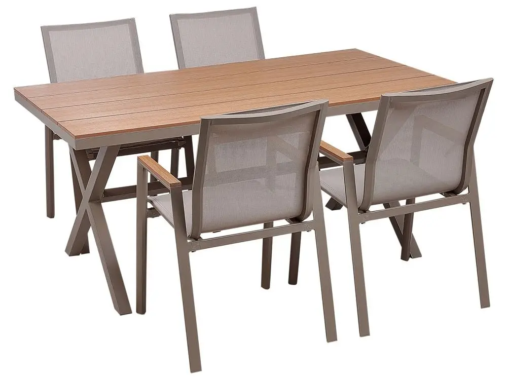 Gartenmöbel Set 4-Sitzer TIANO Metall Grau aus pulverbeschichtetem Aluminium