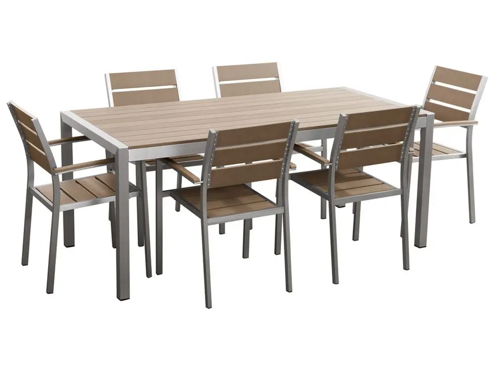 Gartenmöbel Set 6-Sitzer VERNIO Braun aus PE-Geflecht und Aluminium