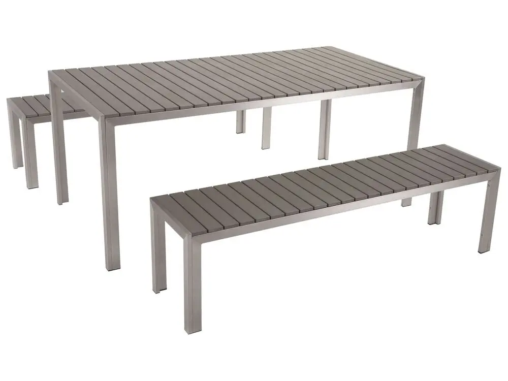 Gartenmöbel Set mit Bänken 6-Sitzer NARDO Grau für 6 Personen