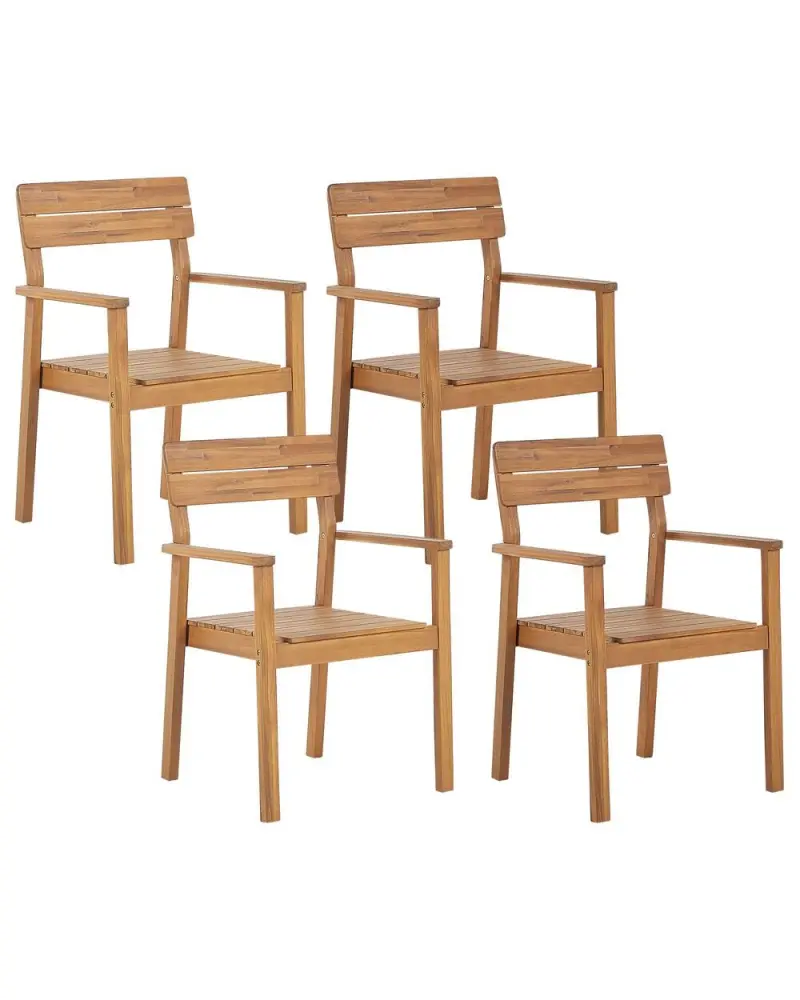 Gartenstuhl 4er Set FORNELLI Akazienholz Braun aus PE-Geflecht und Aluminium