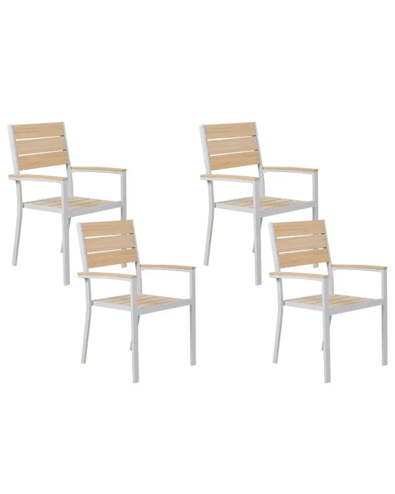 Gartenstuhl 4er Set PRATO Hellbraun mit Tisch und Stühlen
