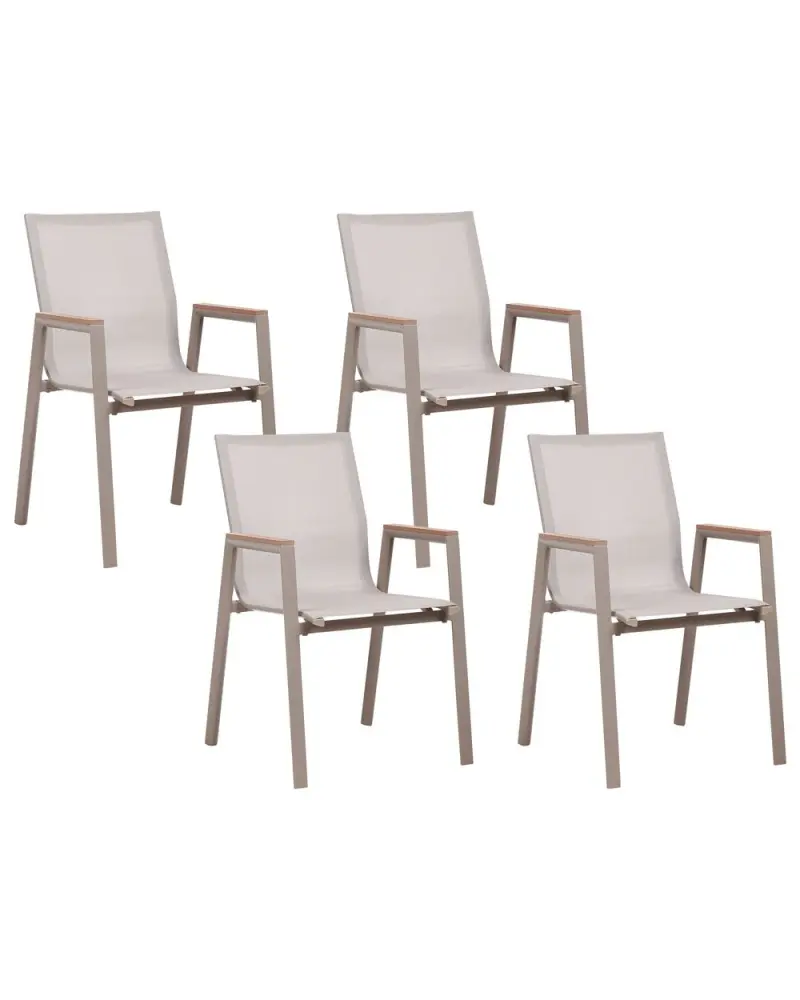 Gartenstuhl 4er Set TIANO Metall Taupe