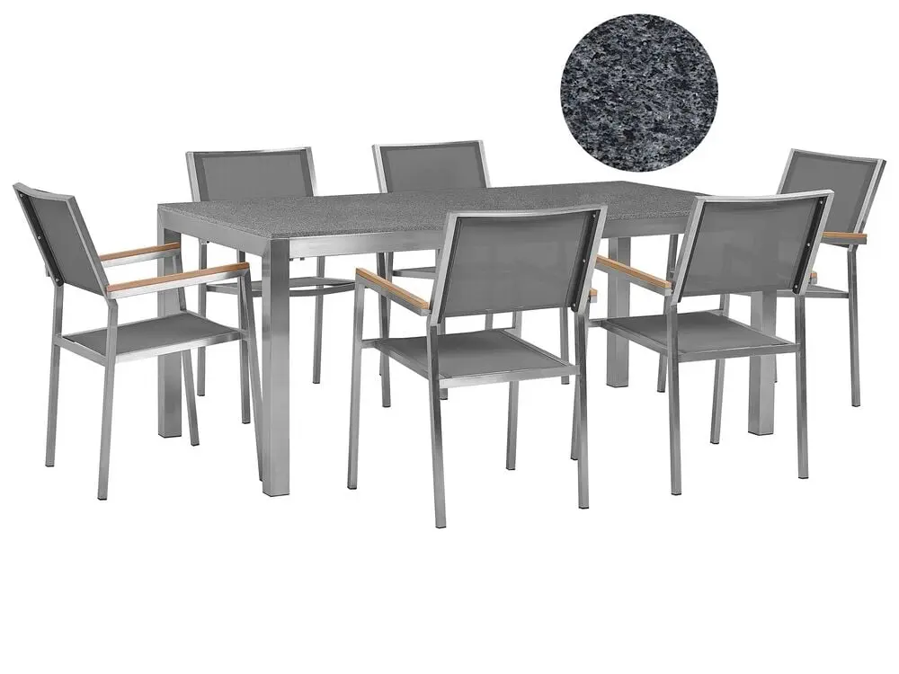 Komfortable Lounge Gartenmöbel Set 6-Sitzer GROSSETO Granit Polierter Grau