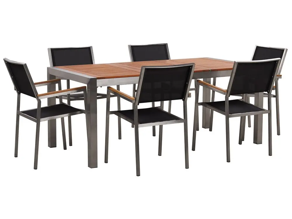 Kompaktes Gartenmöbel Set 6-Sitzer GROSSETO Eukalyptusholz Braun / Schwarz
