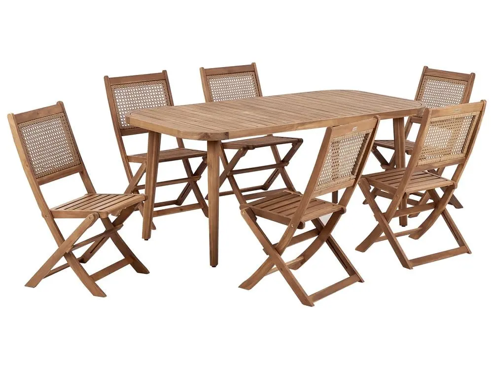 Kompaktes Gartenmöbel Set 6-Sitzer PARAGGI zertifiziertes Akazienholz Naturfarben