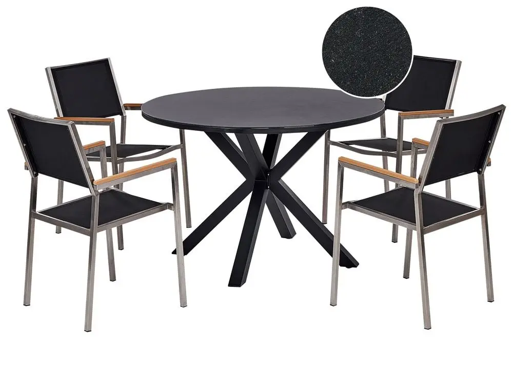 Komplettes Gartenmöbel Set 4-Sitzer MALETTO/GROSSETO Metall Schwarz