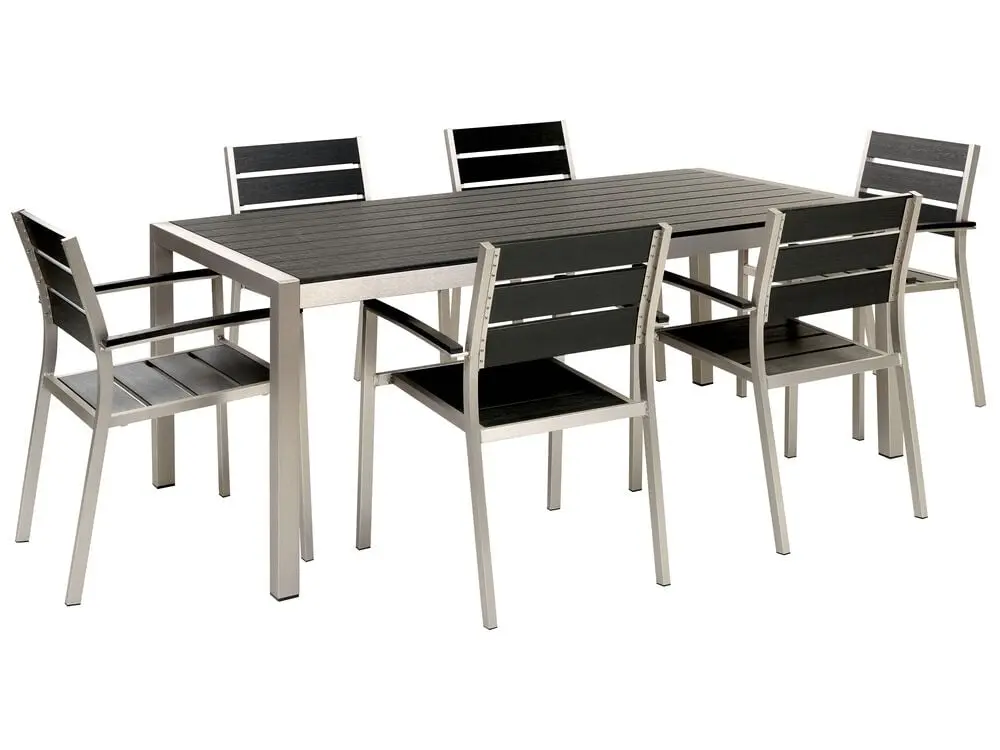 Loungemöbel- Gartenmöbel Set 6-Sitzer VERNIO Schwarz / Silber