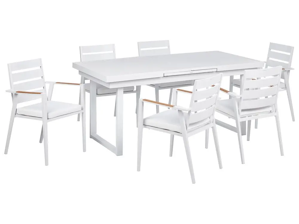 Rattan- Gartenmöbel Set 6-Sitzer VALCANETTO/TAVIANO Metall Weiß