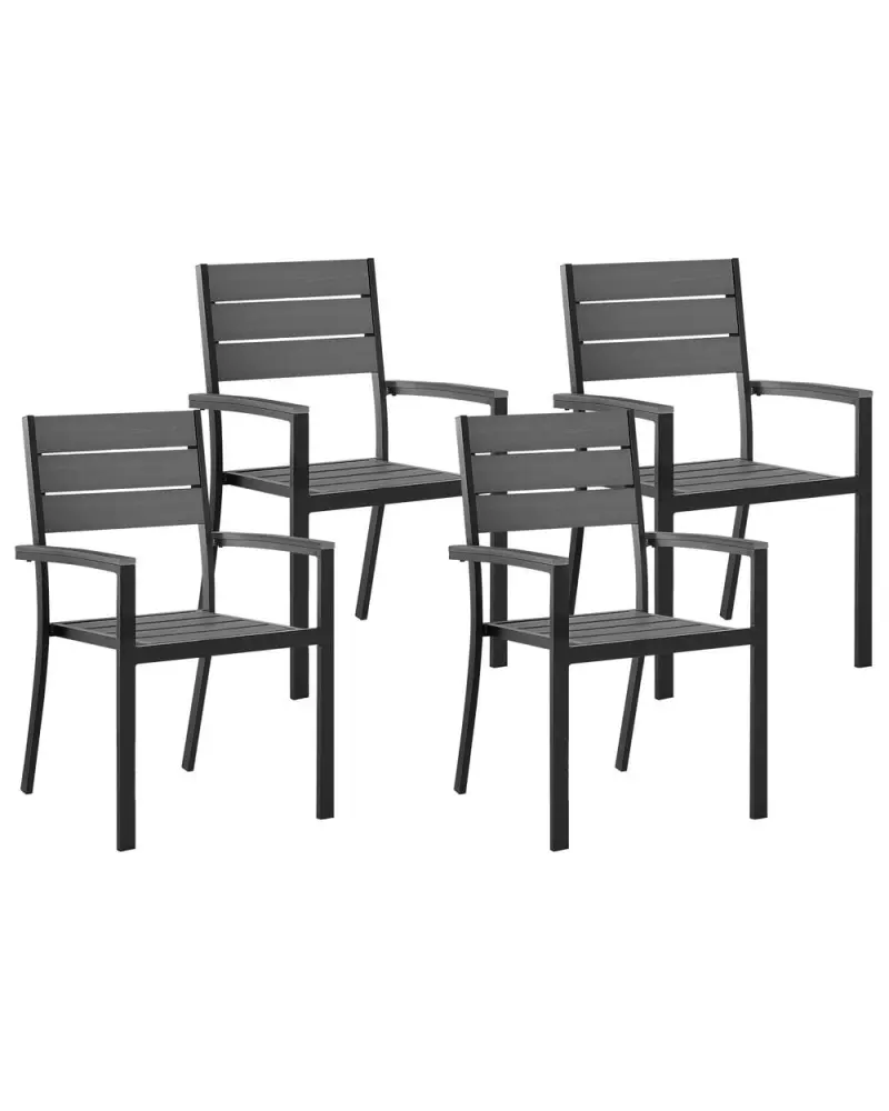 Set 4 Garden Chairs PRATO Grey