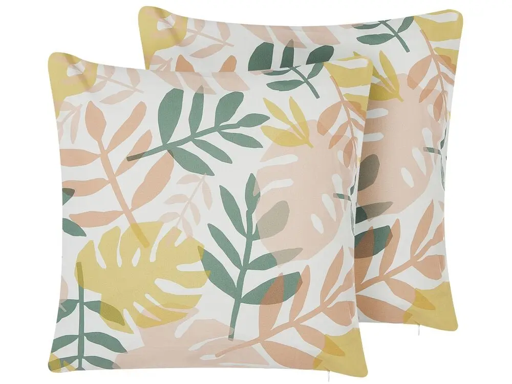 Set 2 Outdoor Cushions TEGEA Plant Pattern 45 x 45 cm Multicolour