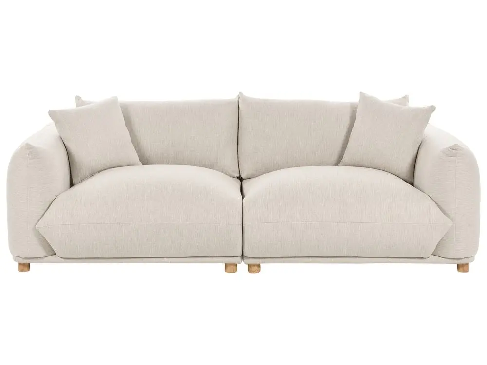 3-Sitzer Sofa Stoff hellbeige mit Kissen LUVOS mit 120 kg Belastbarkeit