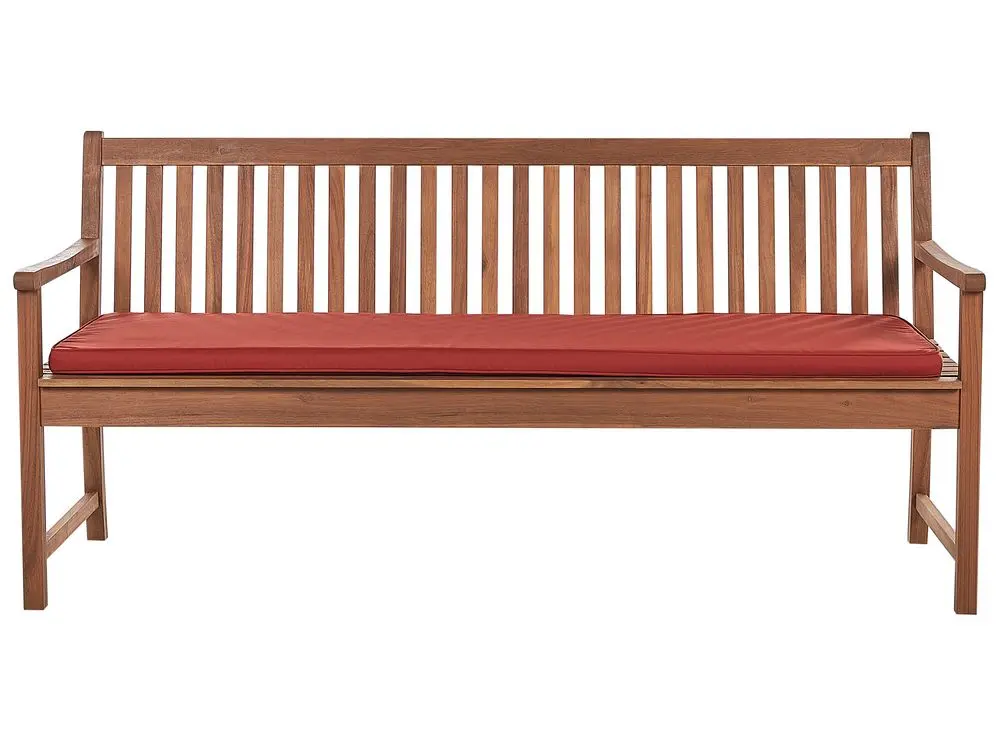 Gartenbank mit Auflage VIVARA 180 cm zertifiziertes Akazienholz Dunkelrot