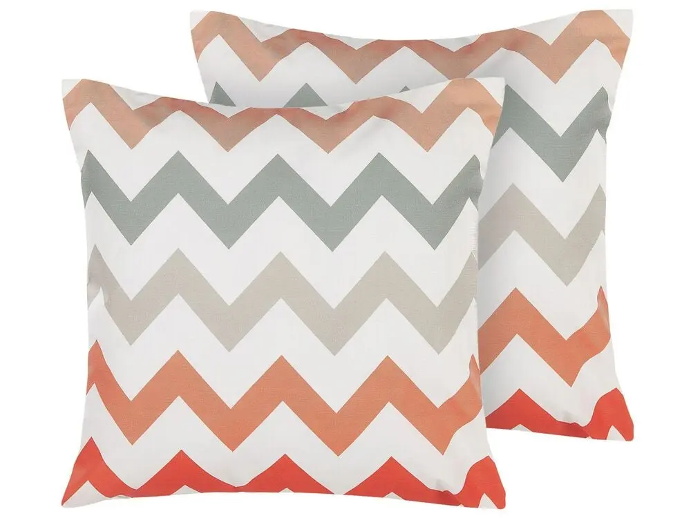 Gartenkissen 2er Set LAGARO ZickZack-Muster 45 x 45 cm Bunt